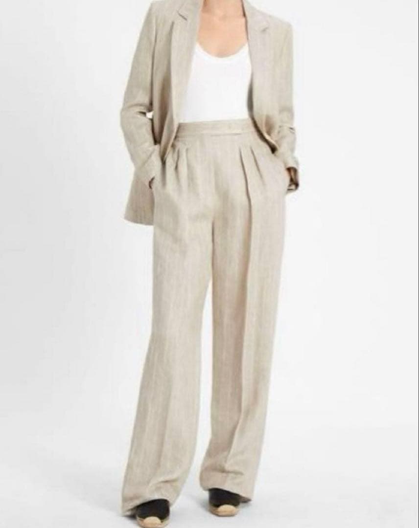 【マックスマーラ】極美品✨白タグ リネン100% パンツ 大きいサイズ