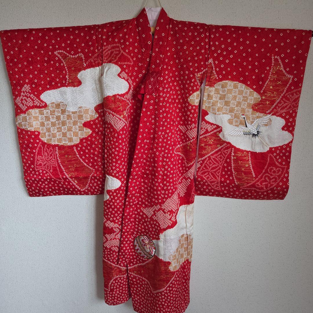 No60　正絹　女の子　お宮参り長襦袢付き　　産着　絞り