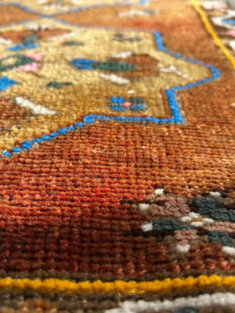 レア柄　トルコ　ヴィンテージ　ラグ　トルコラグ　ウール　モコモコ