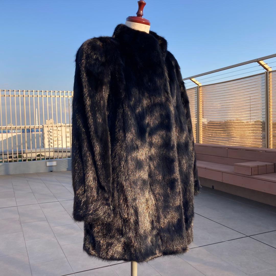 肉厚◎✨極美品✨高島屋 ダークミンクファー 毛皮 総丈83　11号