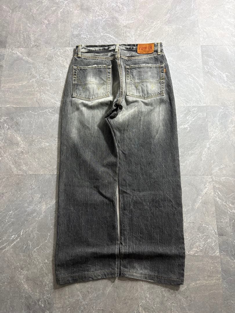 パンツ EDWIN selvage wide black denim pants W32