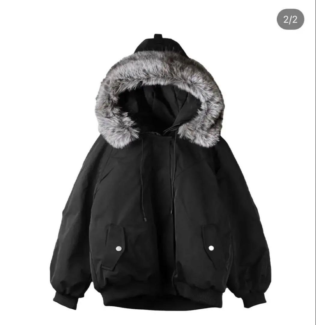 ミームセレクト　 フェイクファーフーディビッグダウンジャケット