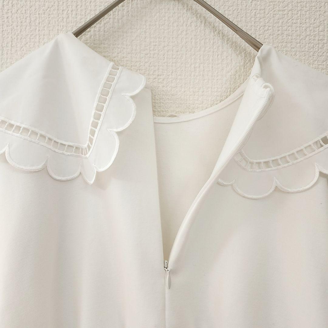 u*b様 美品✨　yori ヨリ　スカラップカラーフレアカットブラウス　長袖　ホ