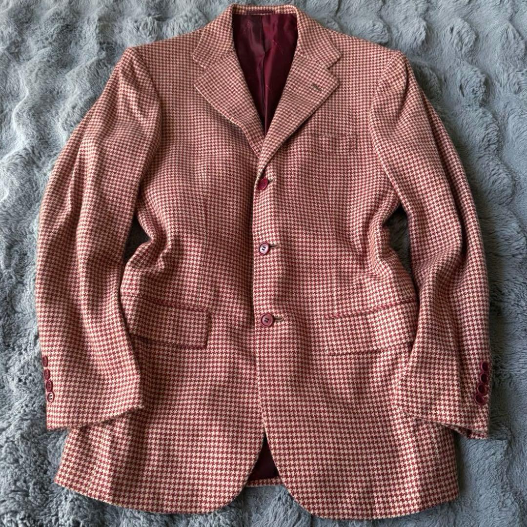 極美品 Kiton テーラードジャケット カシミヤ100% ハウンドトゥース
