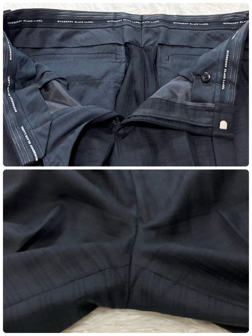 BURBERRYBLACK LABEL スーツ チェック メリノウール 黒