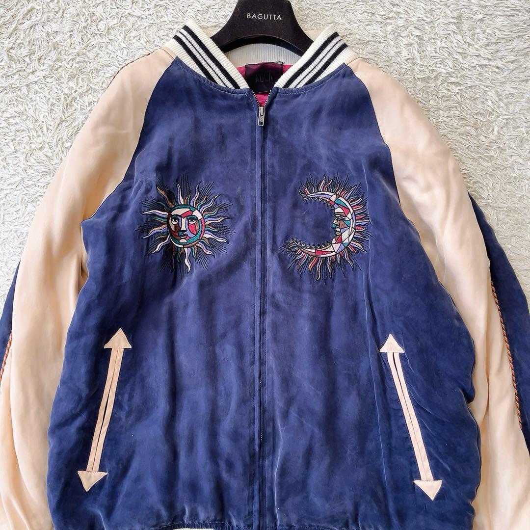 アウラ　AULA スカジャン　ビッグ刺繍　　大鹿　月　星　ネイビー　アウター