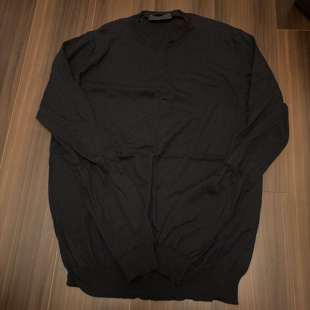 み*と様 PRADA 黒 ニットセーター 46 Lサイズ　薄手