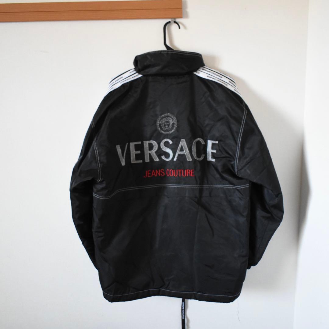 OLD VERSACE jeans 刺繍 ナイロンジャケット ブラック
