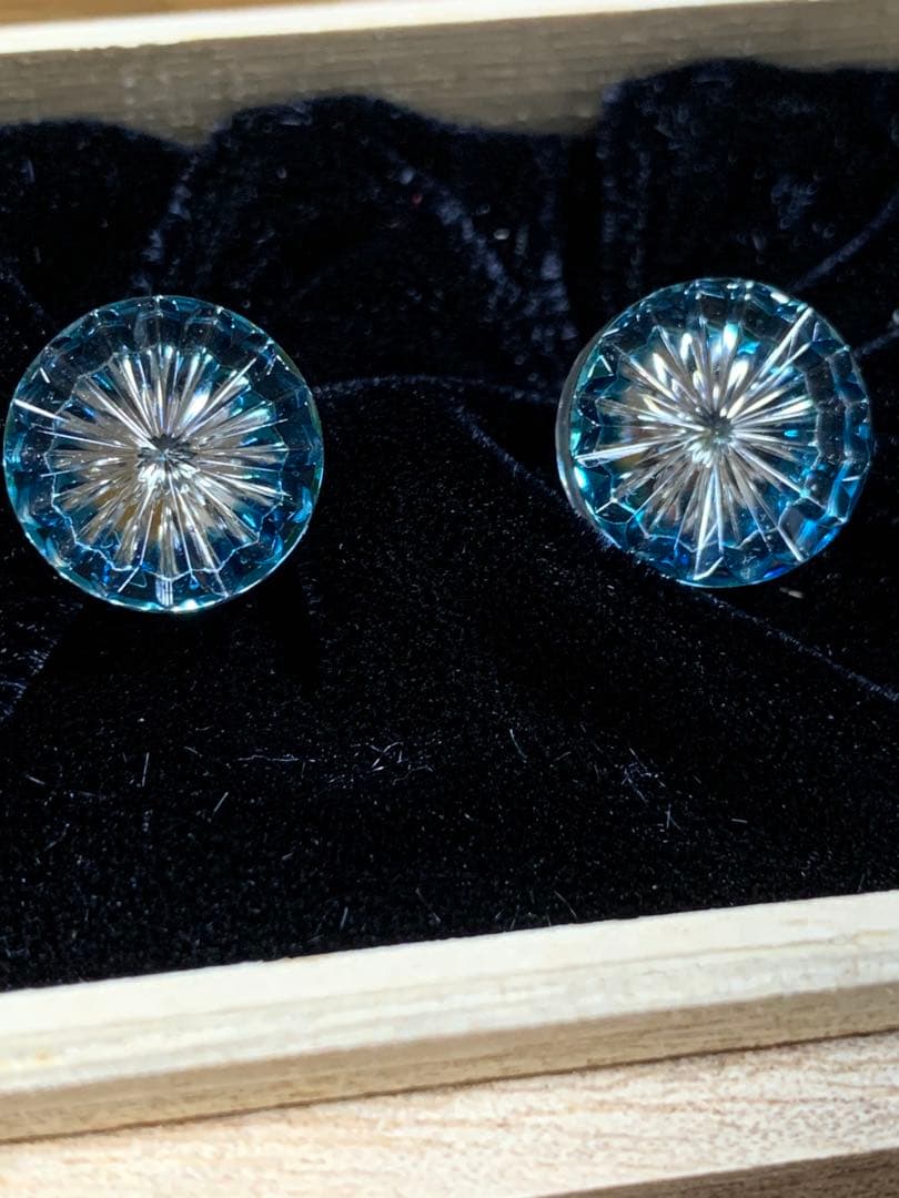 りんりん　新品未使用 江戸切子 菊 カフリンクス 青色 ク