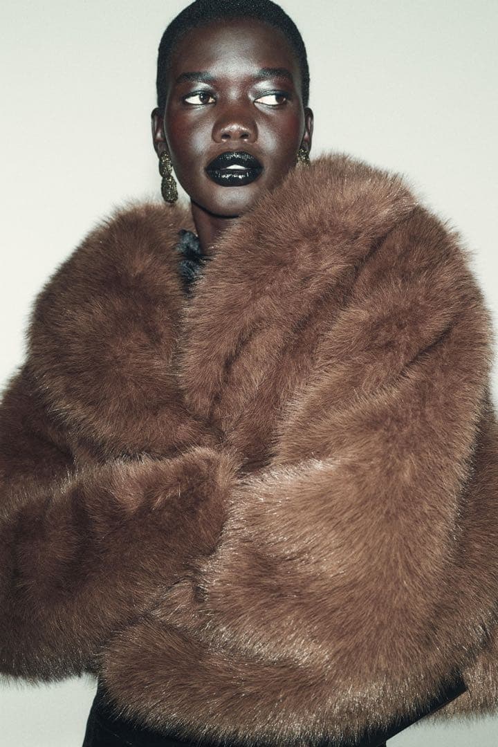 ZARA ショートフェイクファーコート XSサイズ新品タグ付き　ブラウン