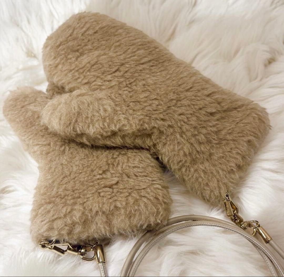 【美品】Max Mara テディ ミトン カシミヤ混　ベージュ ブラウン