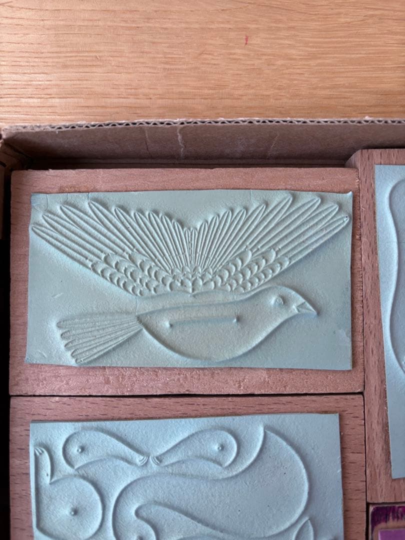 フランスアンティークスタンプ　ナタン社箱入りスタンプ7つセット