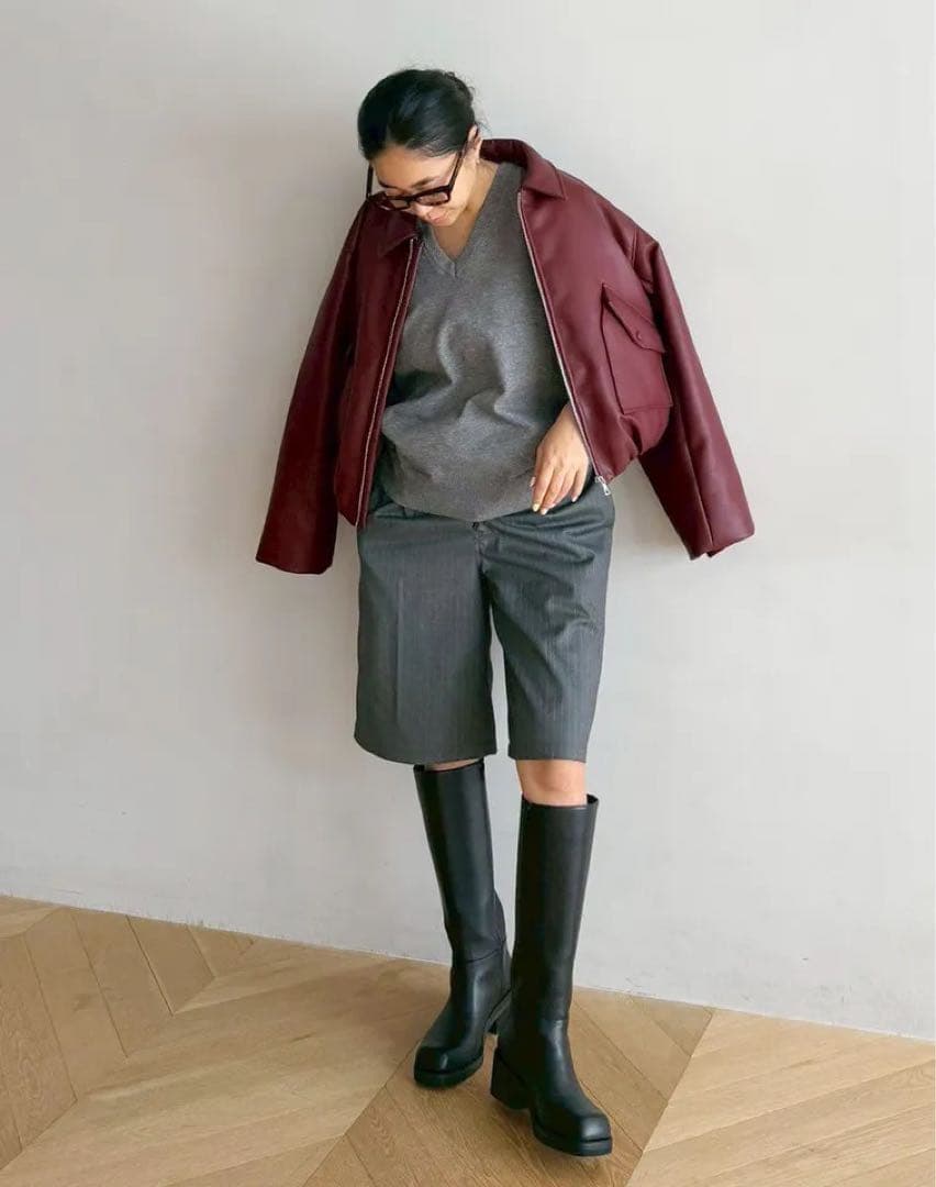 SeaRoomlynn✴︎シールームリン✴︎ ECOレザーPUFFY Zipブルゾン