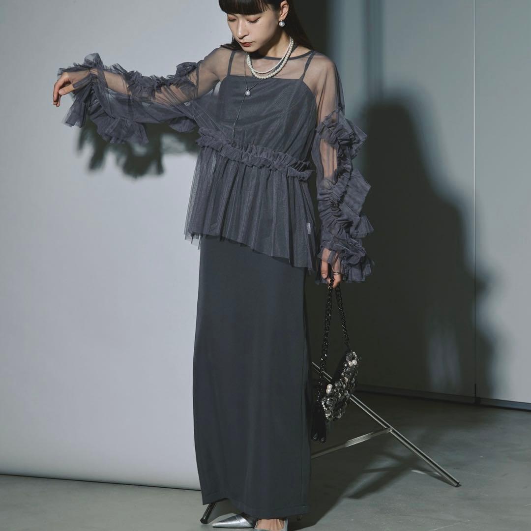 エジック Ezick エレガントボリュームスリーブ セットキャミドレス