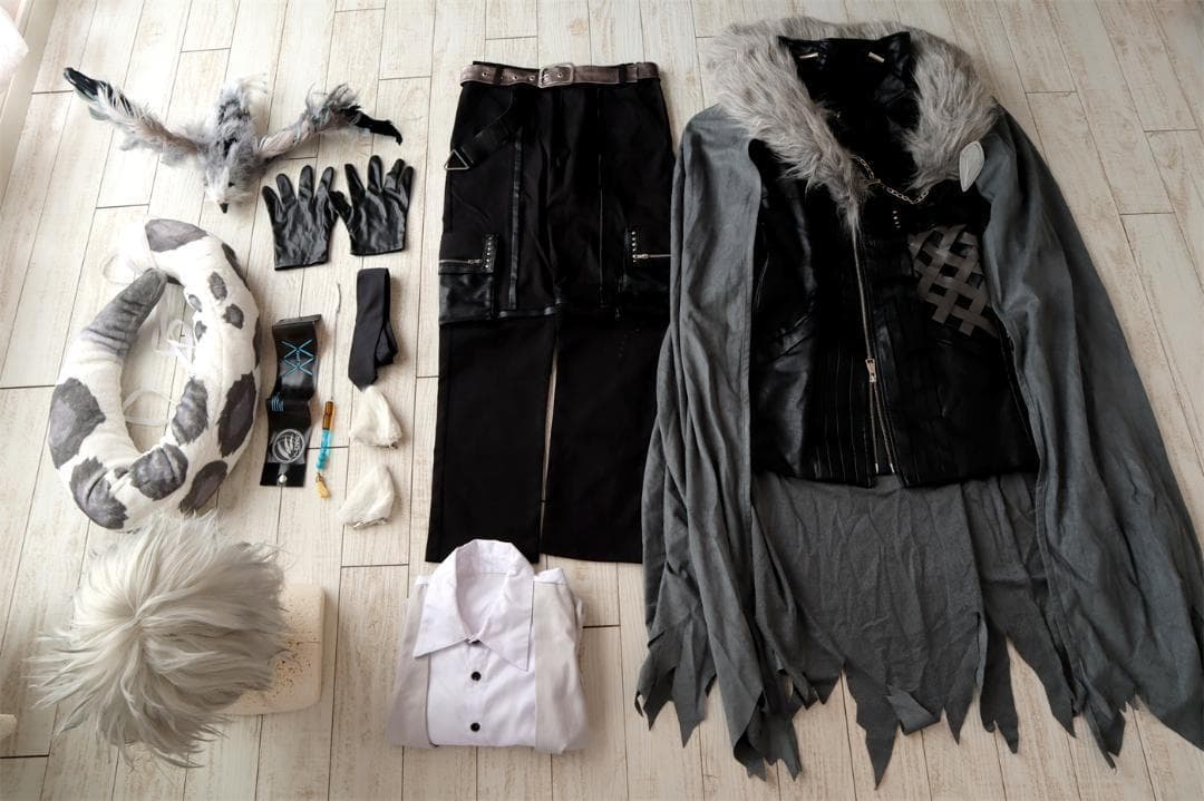 【難あり】　アークナイツ　シルバーアッシュ　衣装＋鳥（テンジン）＋ウィッグ　Ｍ