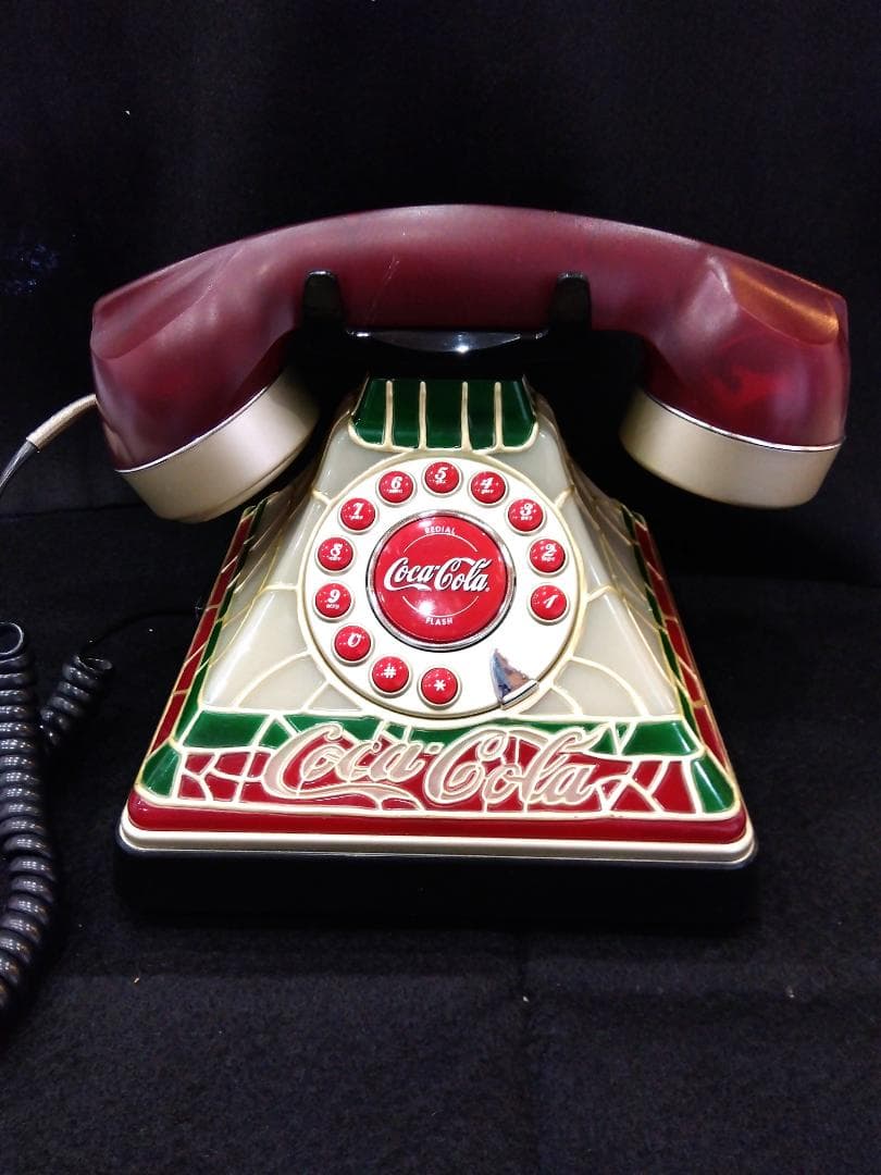 箱・取説ありコカコーラ ステンドグラス調 ビンテージ Coca-Cola 電話機