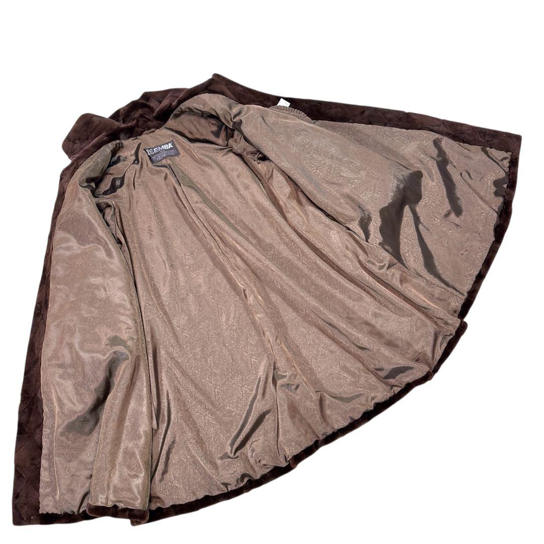 裾周り228cm EMBA シェアード ロングコート リアルファー レディース