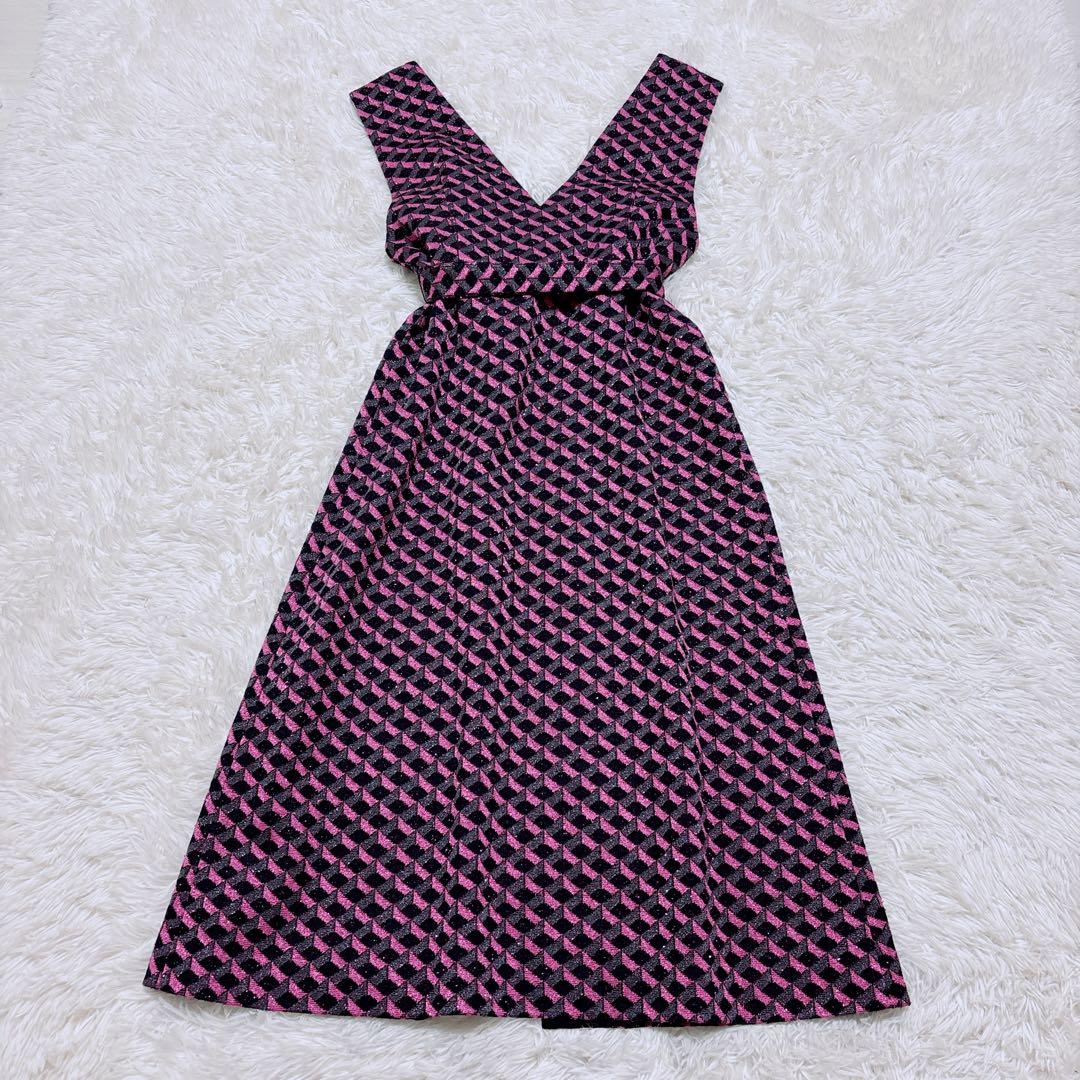 グレースコンチネンタル　キカジャガードラメドレス　ワンピース　ピンク