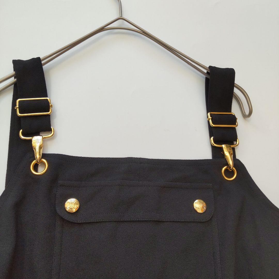 未使用級 23SS セリーヌ トリオンフ エプロン ワンピース ブラック 36