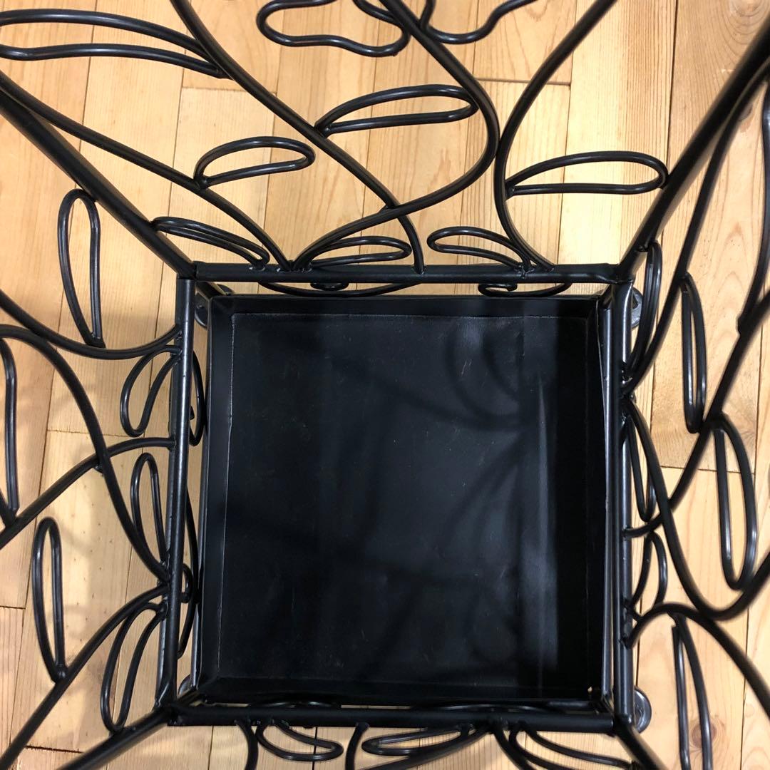 アイアン アンブレラスタンド 角型・ブラック 花柄 傘立て アンティーク