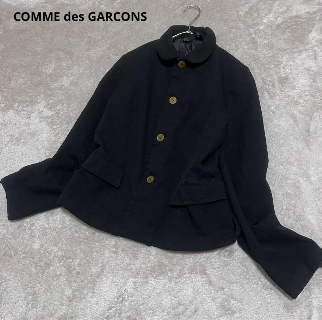 美品　コムデギャルソン　コムコム　丸襟　ポリ縮絨　ジャケット　ポリエステル　L