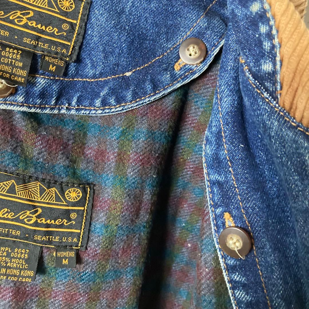 80s エディーバウアー 黒タグ デニムジャケット カバーオール アメリカ古着