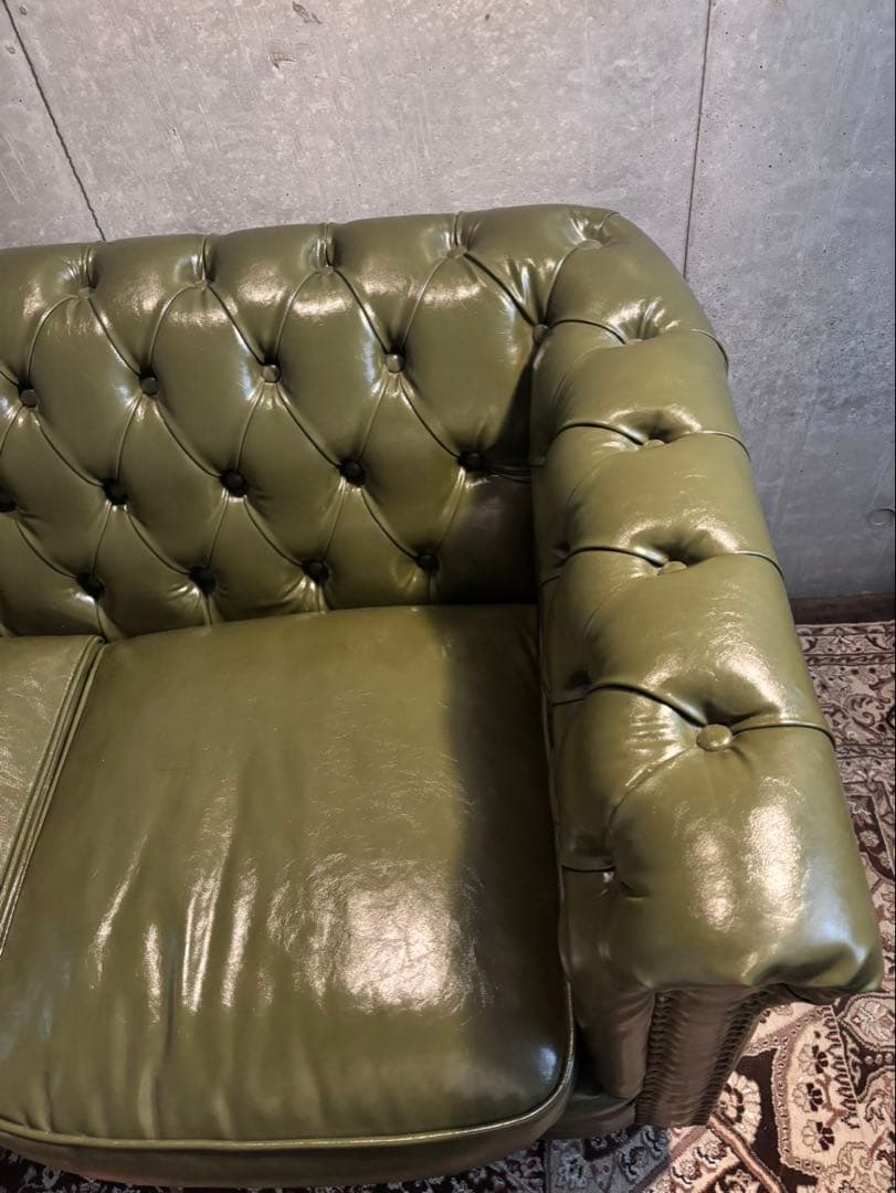 Vintage チェスターフィールドソファ　グリーン　2人がけ