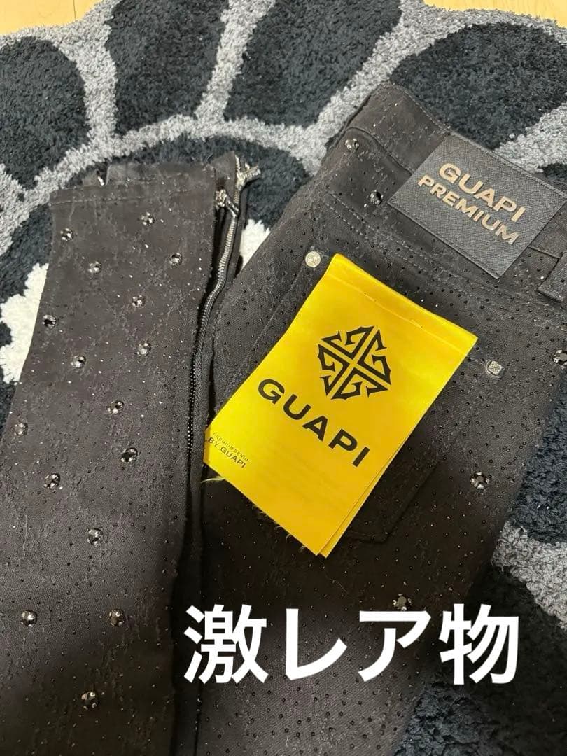 【激レア】GUAPI ラインストーン ストレート パンツ ブラック30