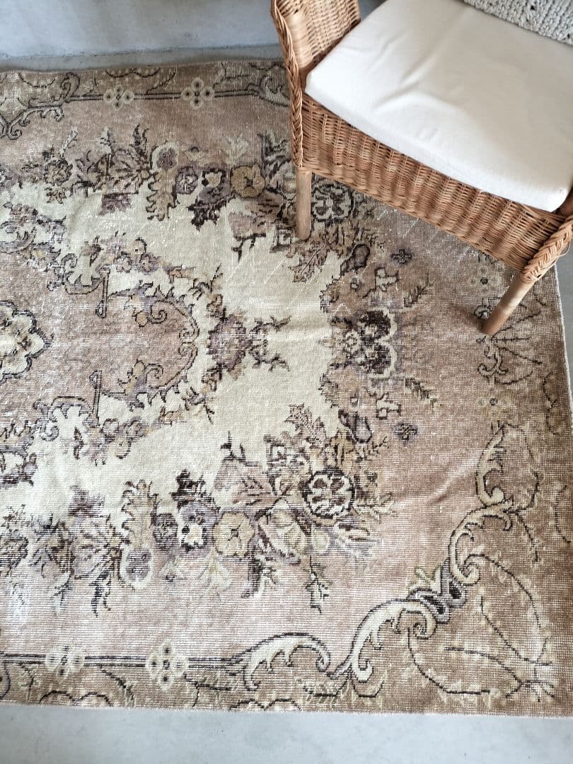 大判/カフェオレとミルクティー ヴィンテージラグ　石田ゆり子さんNo.692