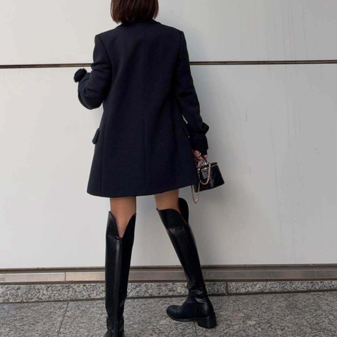 miumiuネイビーダブルボタンジャケット pコートkn58