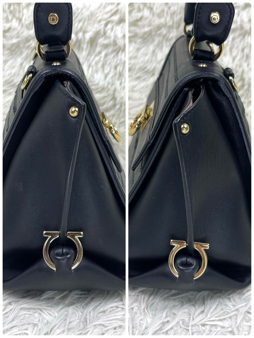 美品‼️ フェラガモ　ハンドバッグ　ガンチーニ　ソフィア　ロゴ金具　レザー