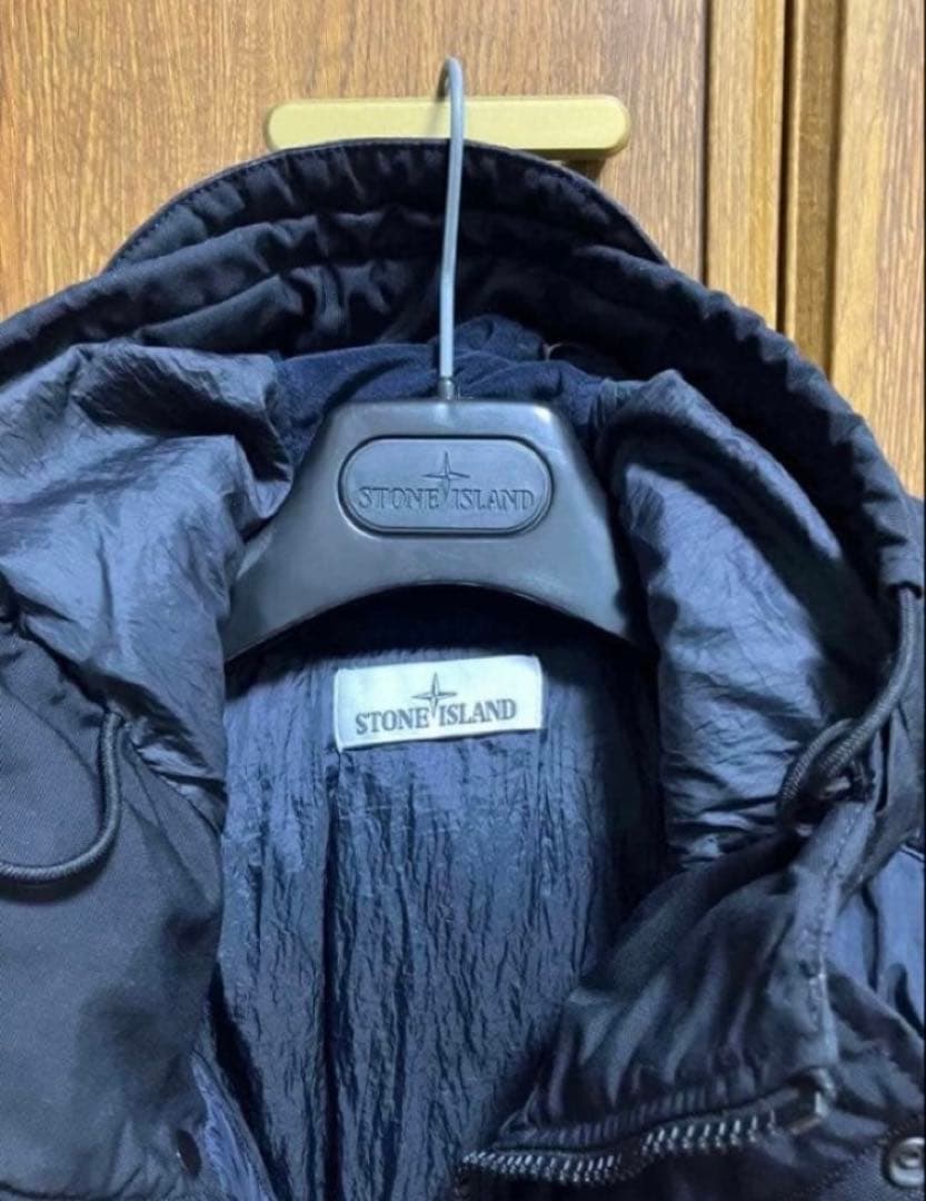 ストーンアイランド★ダウンジャケット ガーメントダイ フード ネイビー Sサイズ