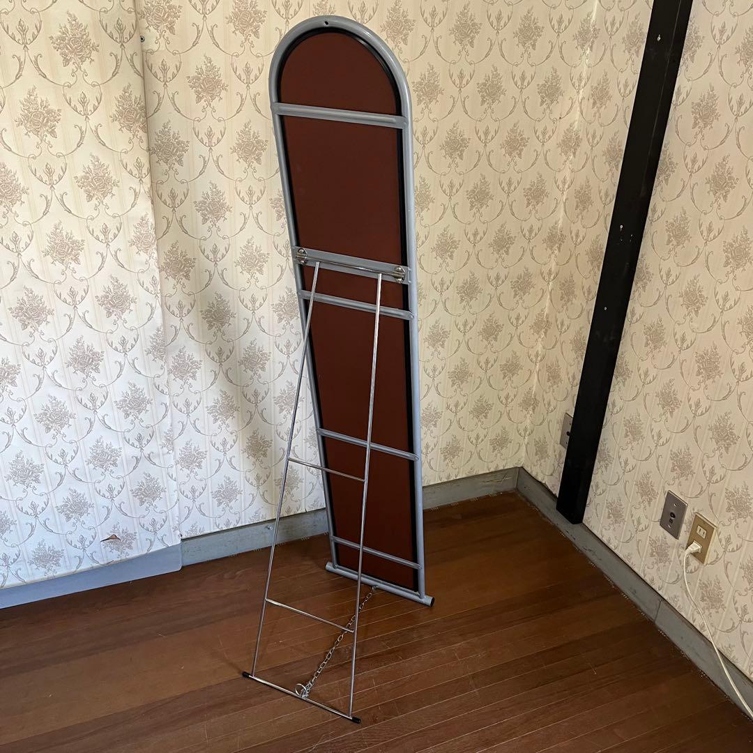 【インダストリアル】アルミフレーム アイアン スタンドミラー 全身鏡 シルバー