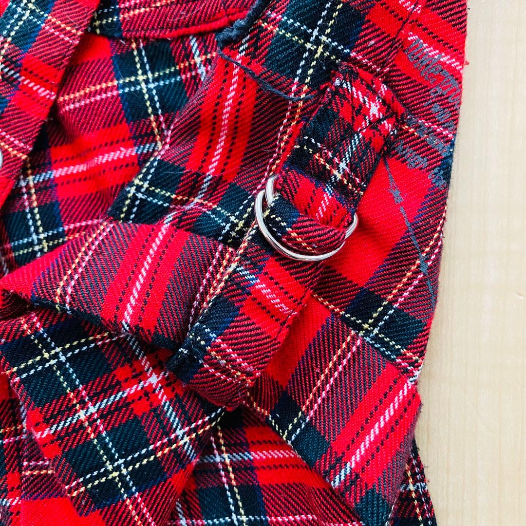 【M∀D GirL】サスペンダーつきショートパンツ｜赤チェックＭサイズ