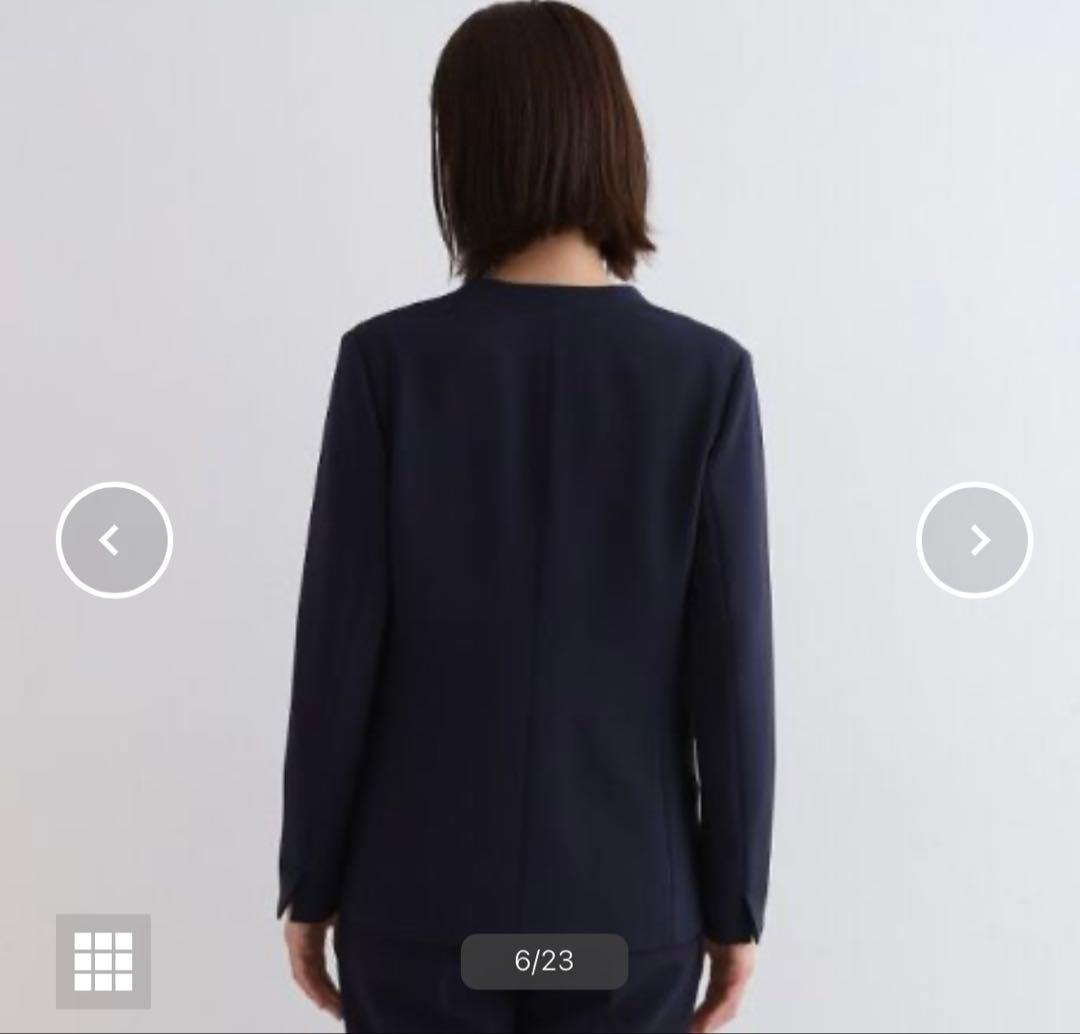 新品　インディヴィ V.A.I ノーカラーJKスーツ　ネイビー　05（XS）