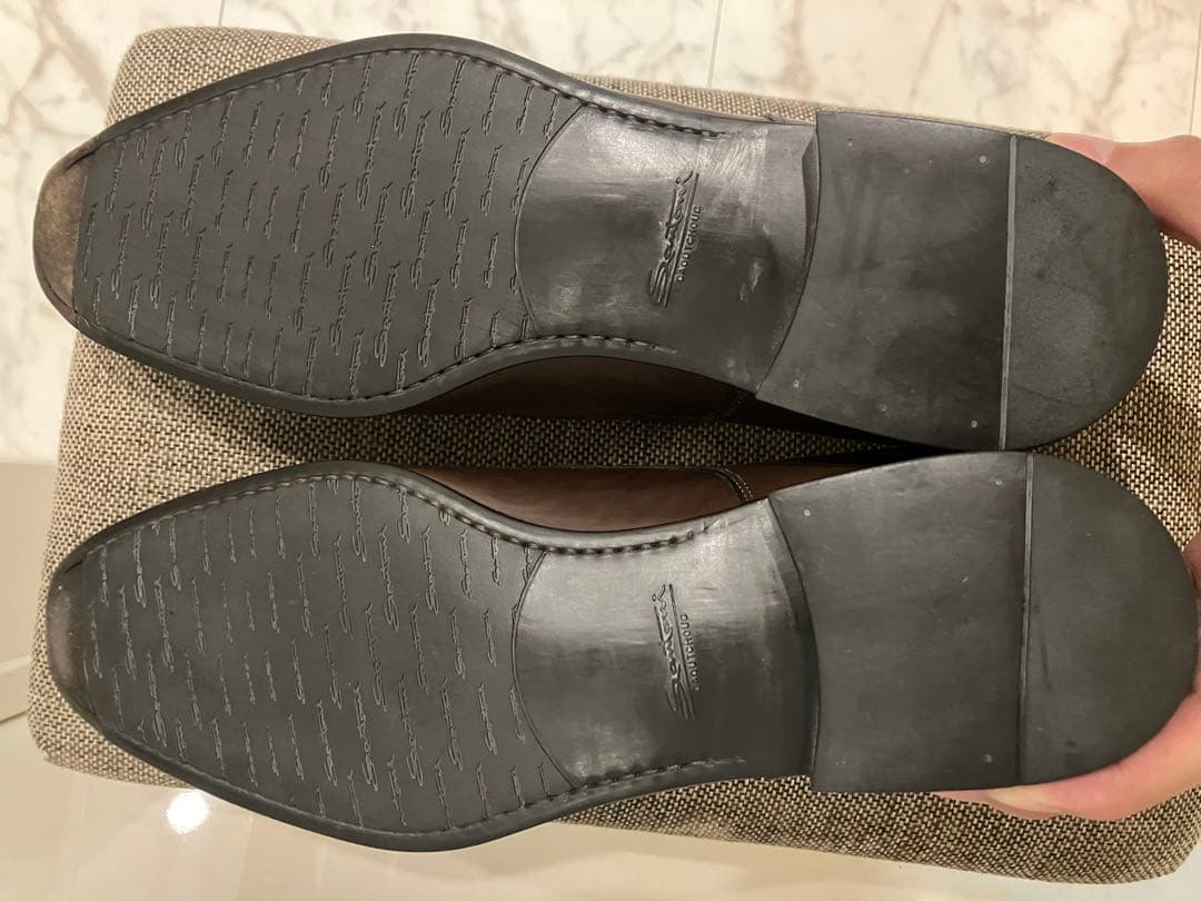Santoni ダークブラウン ダブルモンクシューズ