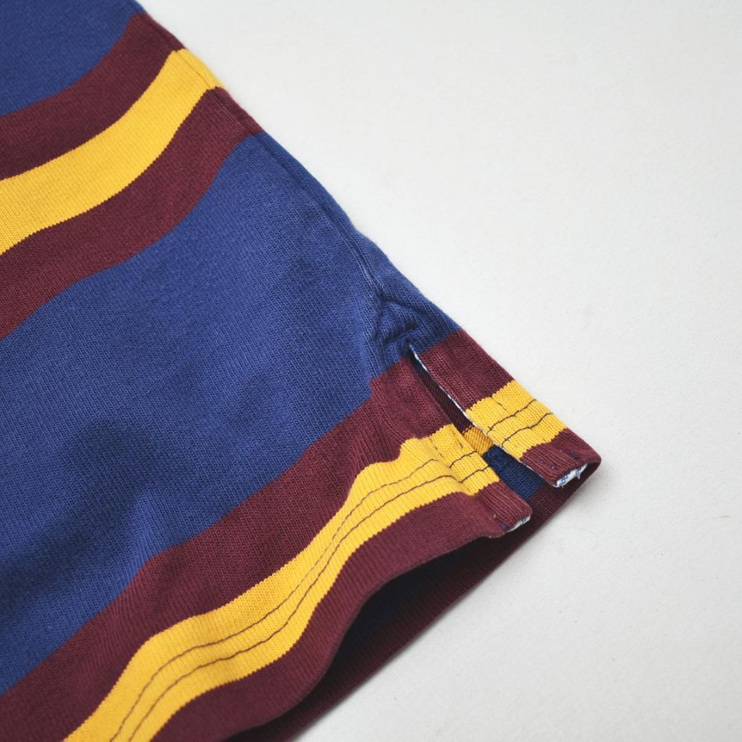 トミーヒルフィガー 長袖 ラガーシャツ スリット S ボーダー柄 マルチカラー