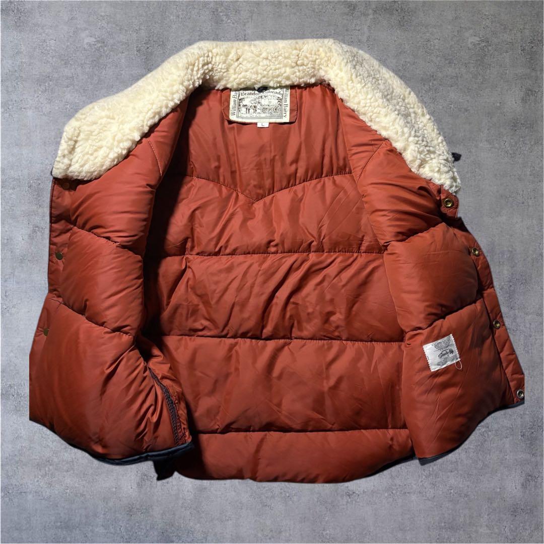 USA製 William Barry レザー切替 ダウンベスト キャメル L