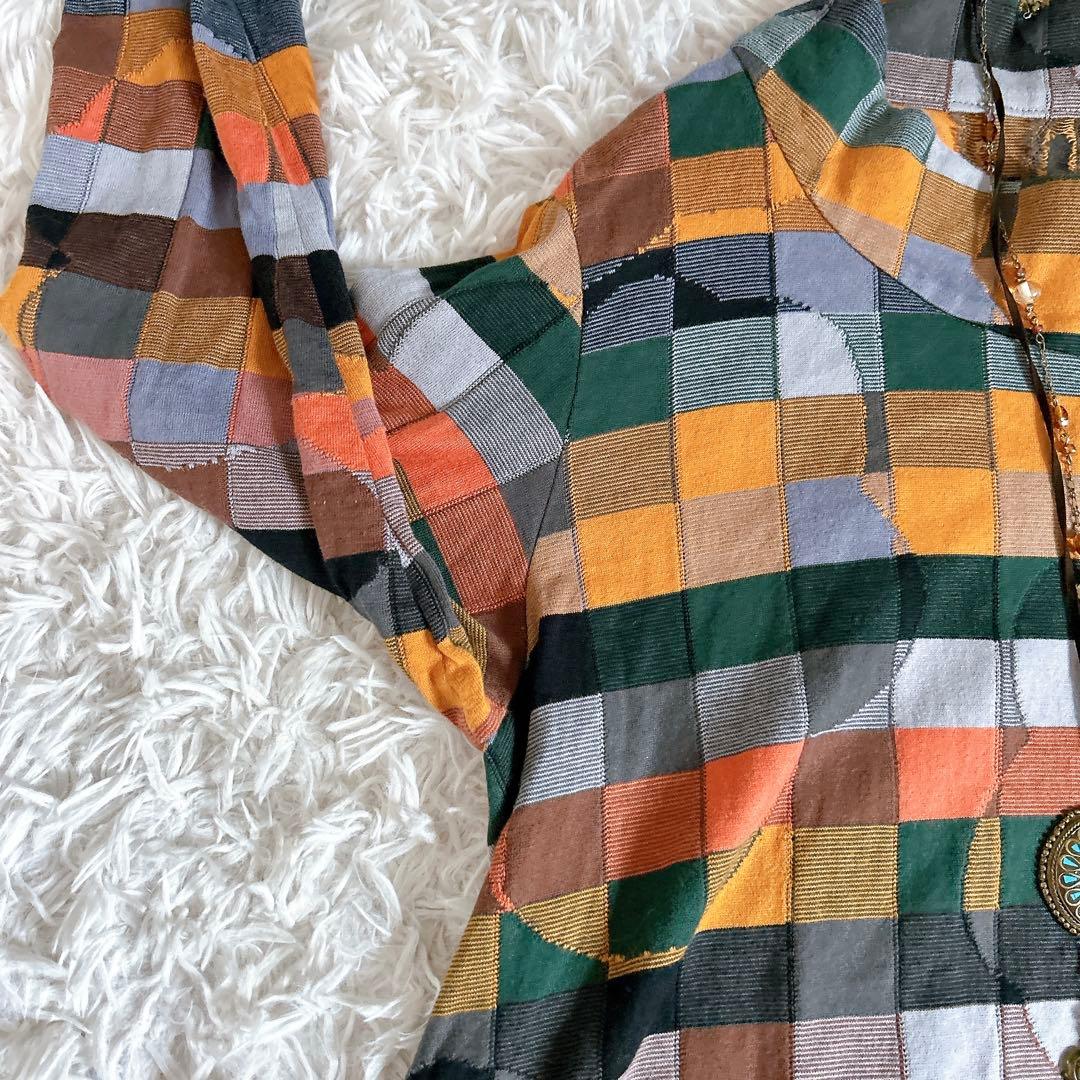 美品⁂センソユニコ⁂ジウ⁂長袖プルオーバー　総柄　ジャガード　チェック　花柄　L