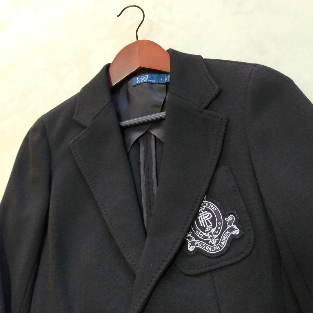 美品　23AW　ポロラルフローレン　エンブレム　ニット地　ブレザー　銀ボタン
