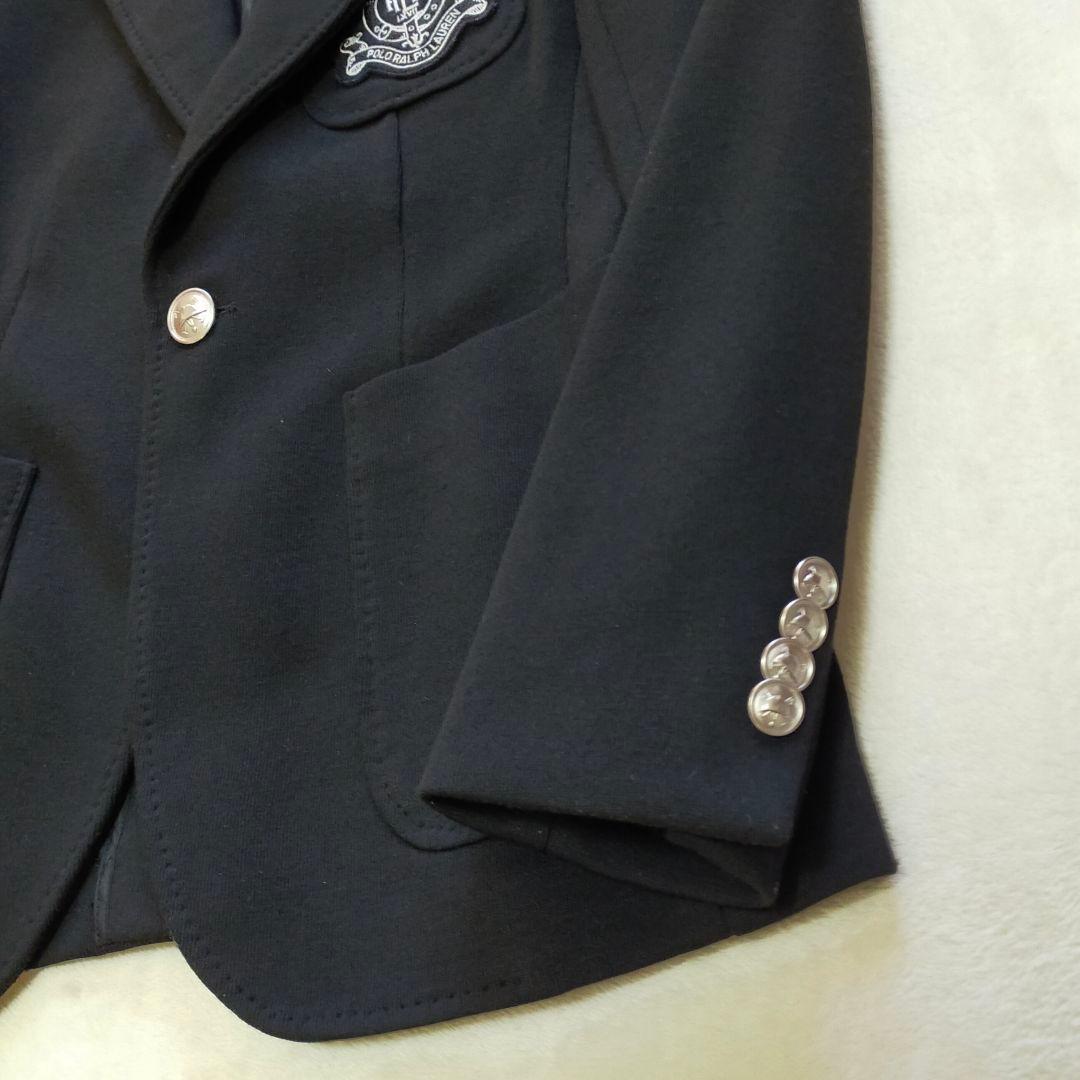 美品　23AW　ポロラルフローレン　エンブレム　ニット地　ブレザー　銀ボタン