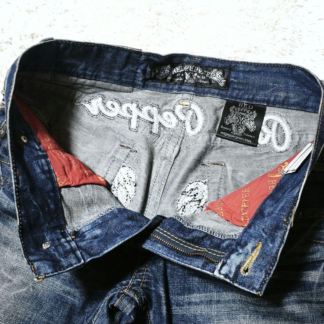 RED PEPPER レッドペッパー 刺繍デニム ブーツカット フレア 羽 翼
