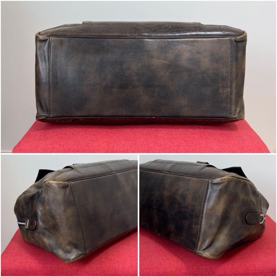 最初期 85.3万円 ベルルッティ パティーヌ スクリットレザートラベルバッグ