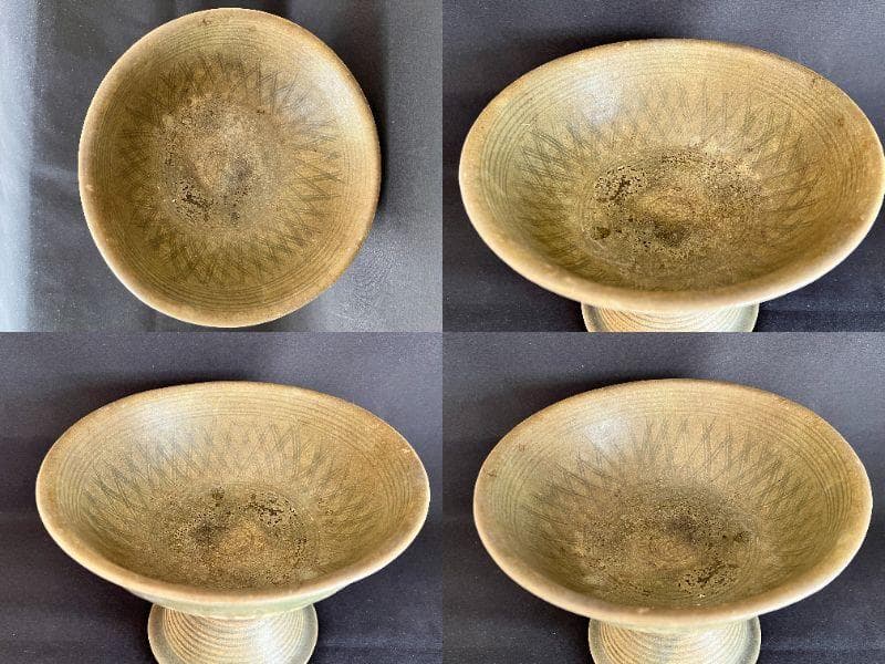 【海】タイ古陶磁　博物館級青磁鉢　スンコロク　宋胡録　骨董品 時代品 美術品