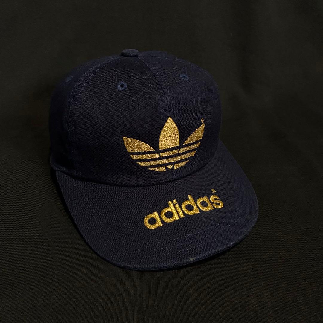 80s old adidas デサント製 キャップ トレフォイルロゴ アディダス