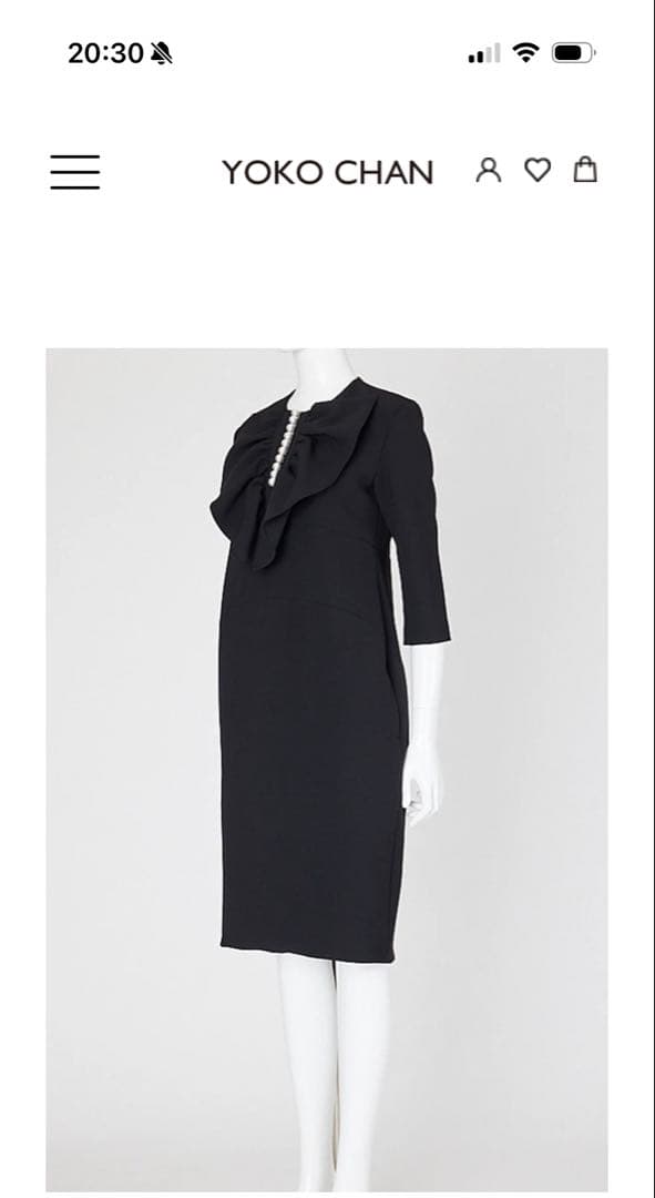 YKOCHAN ボリュームラッフルパールスリットラインドレス（黒）