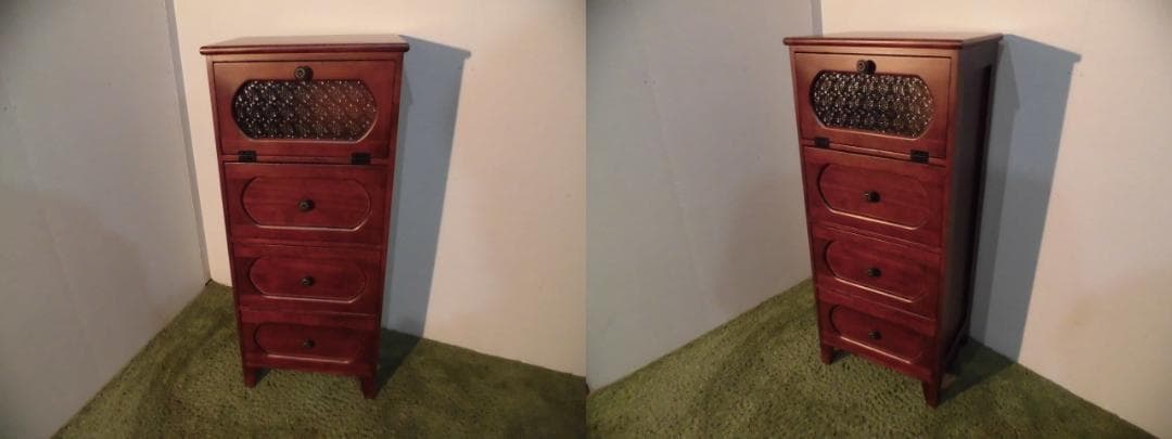 アウトレット全国一律送料無料【桐】★レトロモダン天然木チェスト4段【ブラウン】