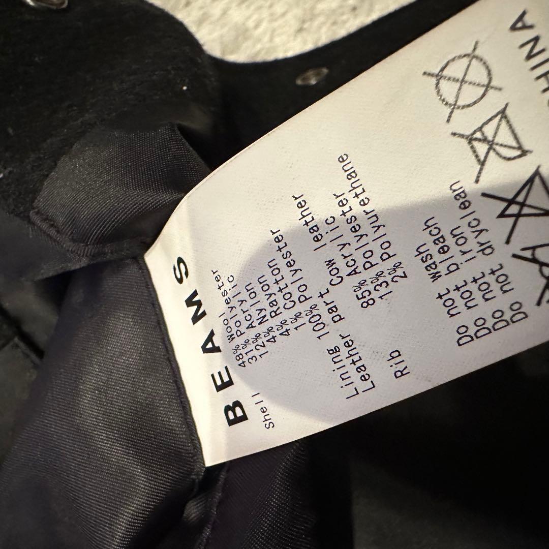 ビームス　スタジャン　袖レザー　メンズ　サイズM 切替　牛革　本革　ドンキー