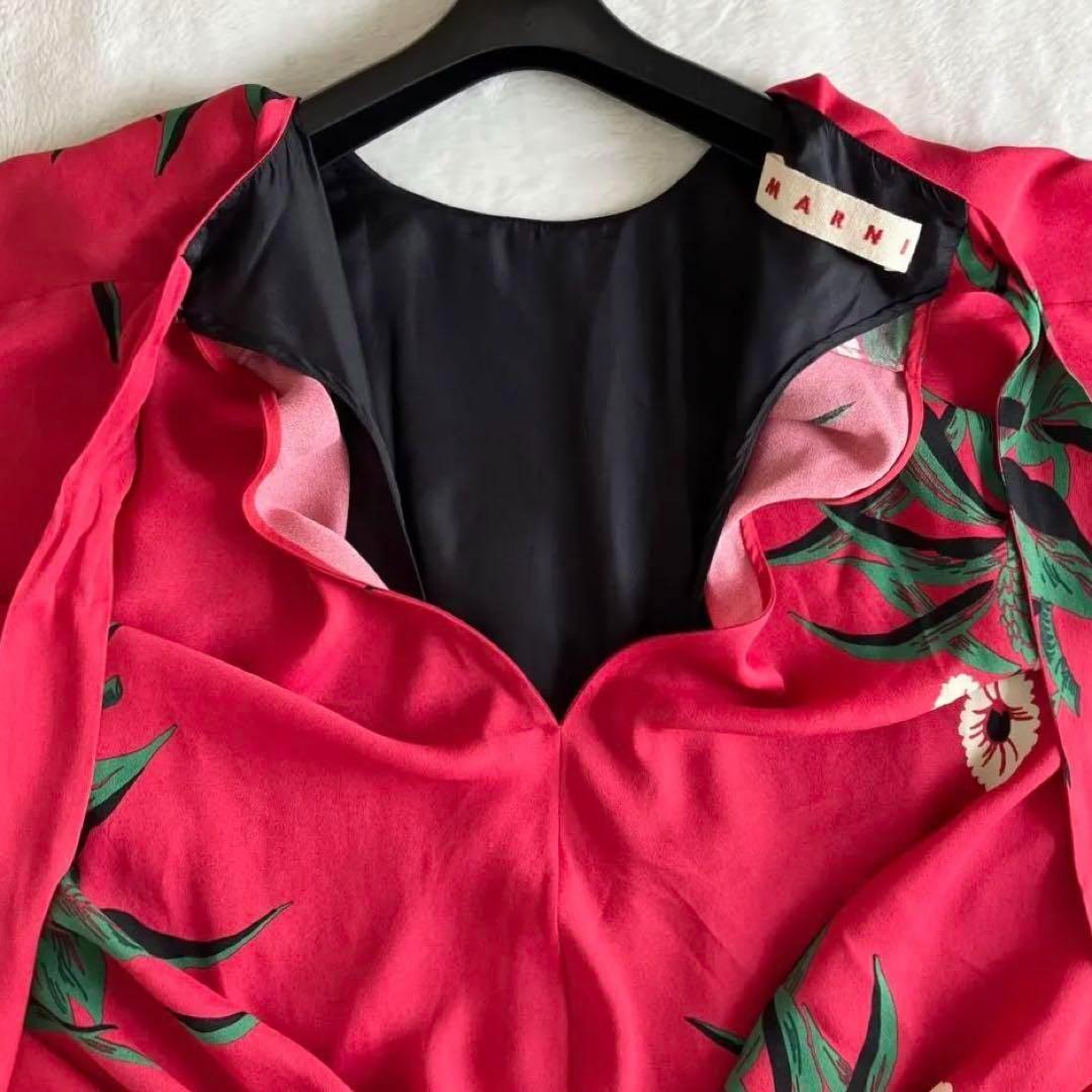 マルニ レーヨン シルク ドルマンスリーブワンピース 40 ピンク