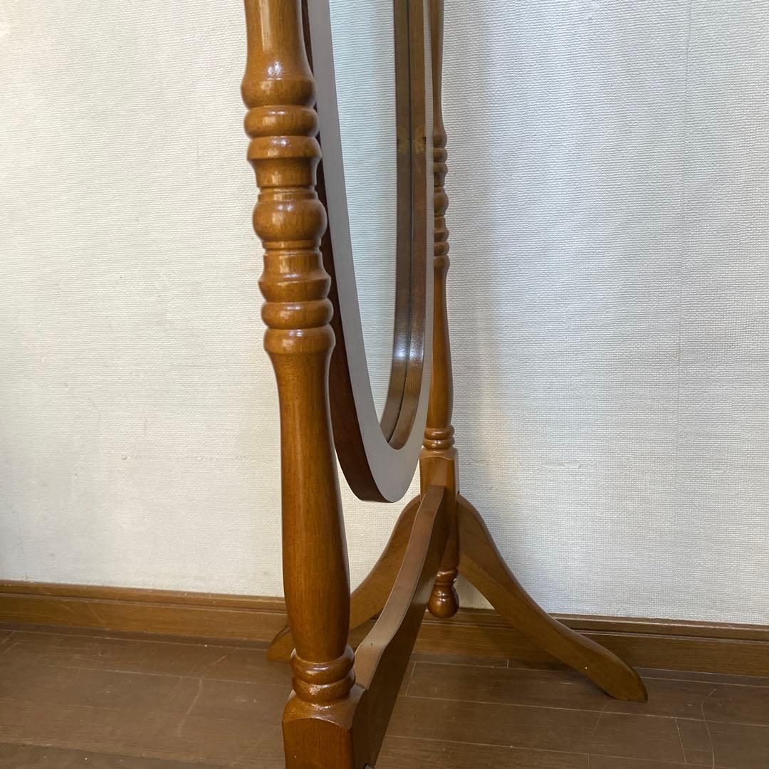 【新品/送料込み】クラシック 木製スタンドミラー 脚付き 姿見